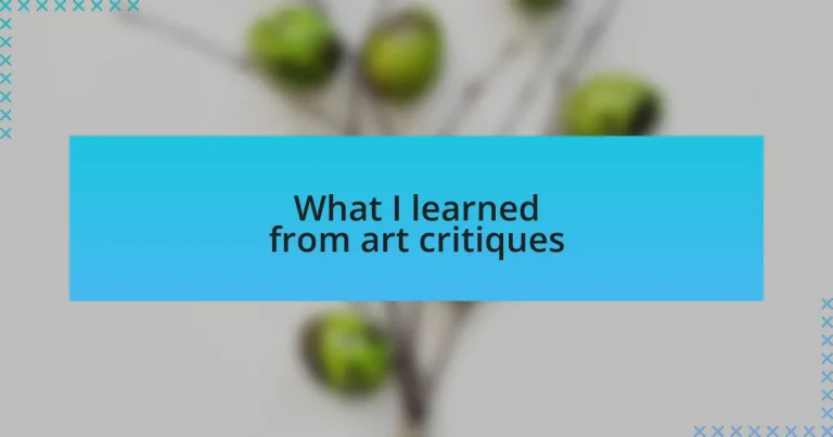 What I learned from art critiques